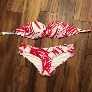 Red tropical bikini
